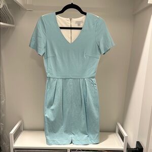 Katherine Barclay Blue Flutter Sleeve Sheath Dress